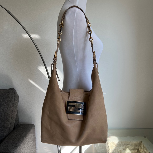 Fendi Mamma Baguette Suede Shoulder Bag – Tortoise & Gold Hardware - Picture 16 of 16